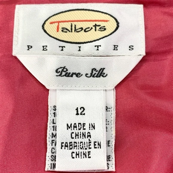 Talbots Pure Silk Faux Wrap Skirt 12 Petite Pink VTG 90s Hawaiian - Picture 16 of 16